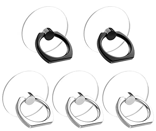 [Australia - AusPower] - 5 Pack Cell Phone Ring Holder Stand Transparent Phone Ring Grip Holder 360° Degree Clear Rotation Finger Ring Kickstand Compatible wiht iPhone or Phone Cases 3 silver 2 black 