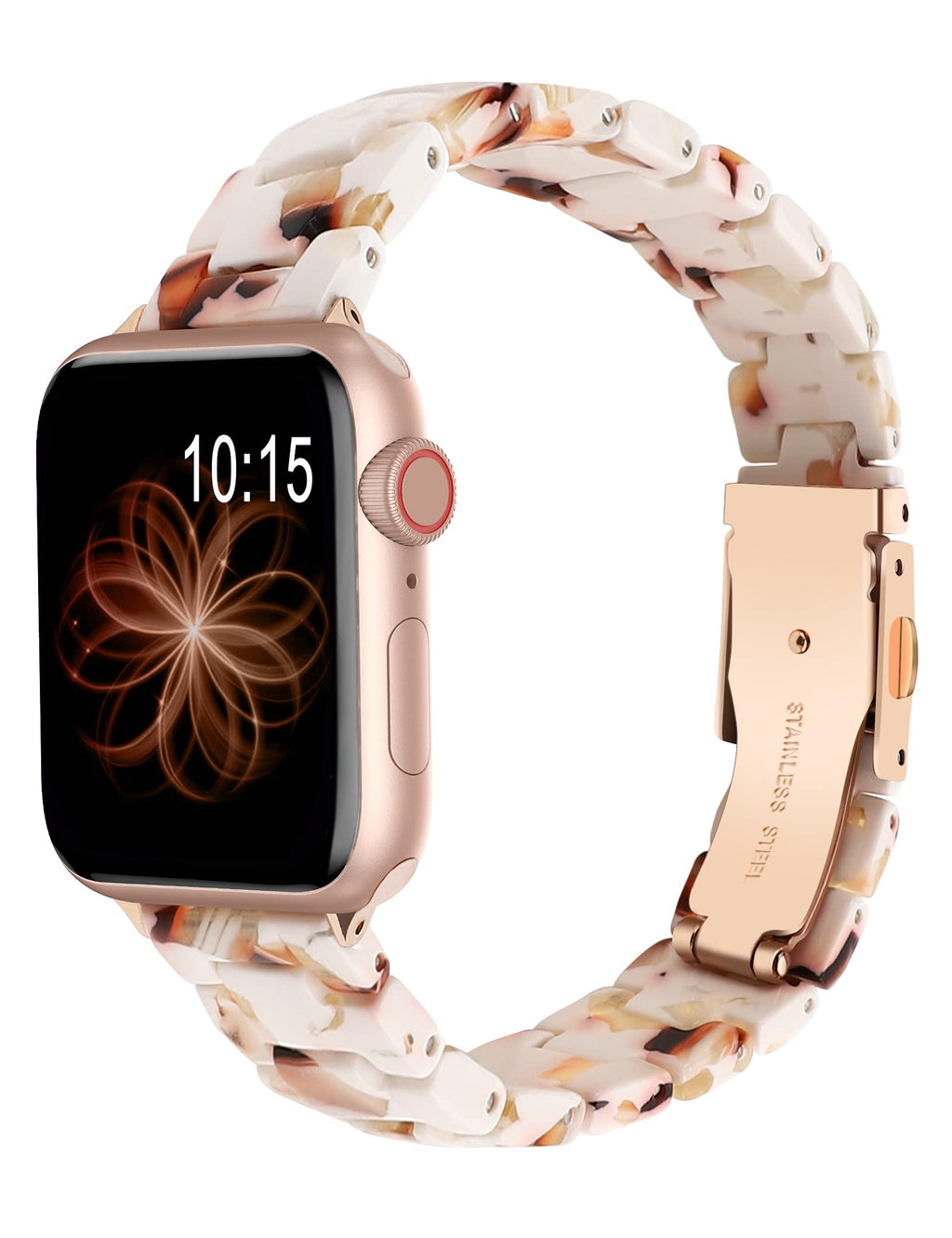 [Australia - AusPower] - TOYOUTHS Compatible with Apple Watch Band 38mm 40mm 41mm Slim Resin Strap Lightweight Thin Bracelet Fashion Replacement Wristband Rose Gold Women Men iWatch 42mm 44mm 45mm Series SE 7 6 5 4 3 2 1 Nougat White 42mm/44mm/45mm 