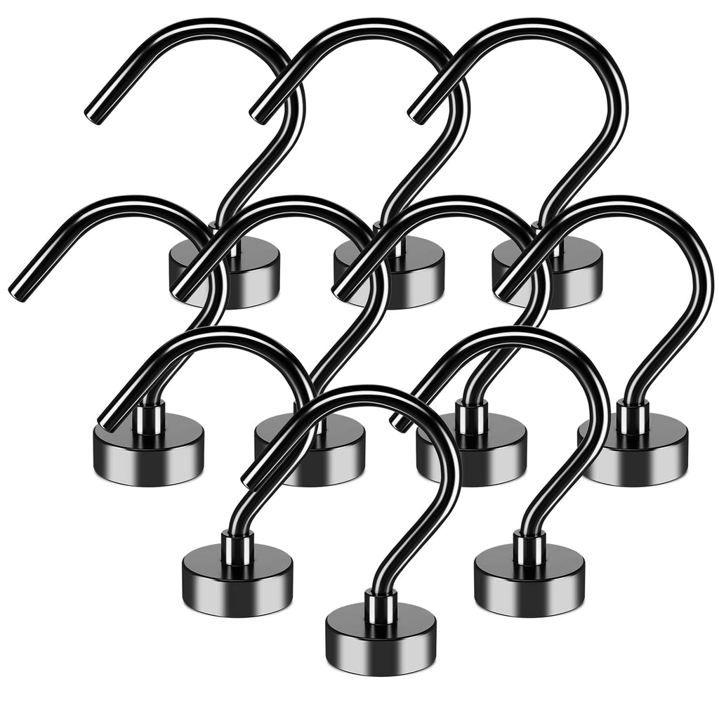 [Australia - AusPower] - 10Pack Magnets with Hooks, Magnetic Hooks for Hanging, Heavy Duty Magnet Hooks, Magnets with Hooks for Fridge, Home, Kitchen, Office, Workplace-25LBS 22LBS-10pack 