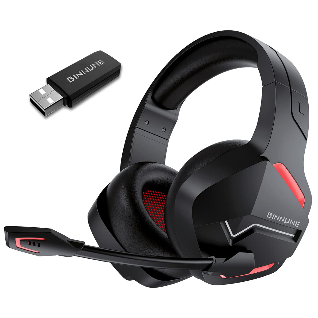 [Australia - AusPower] - BINNUNE Wireless Gaming Headset with Microphone for PC PS4 PS5 Playstation 4 5, 2.4G Wireless Bluetooth USB Gamer Headphones with Mic for Laptop Computer 2.4G+Bluetooth-Wireless 