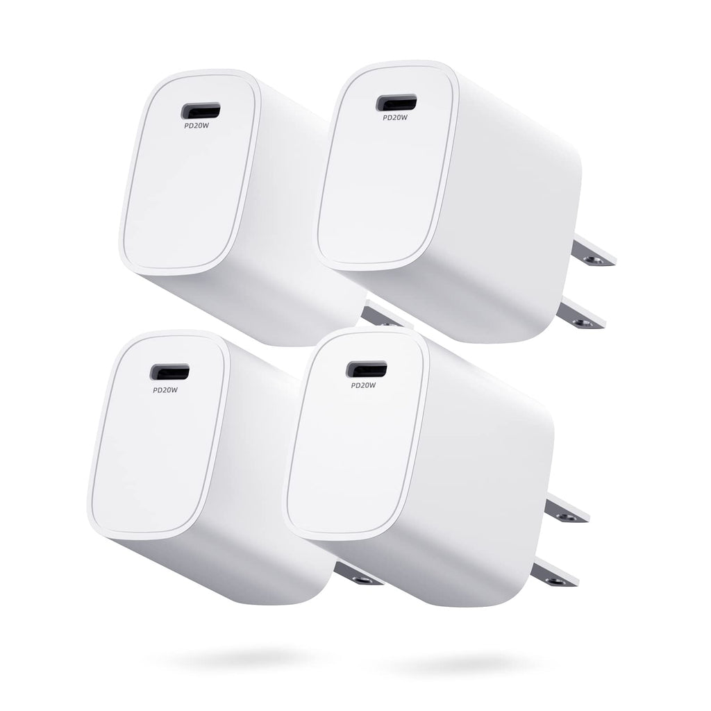 [Australia - AusPower] - 20W USB C Wall Charger iPhone 13 12 Charger Block Quick Charge Compatible with iPhone, Tablet, and USB C Device. USB C Wall Plug Power Adapter with PD Power Delivery - 4 Pack 4 x charger 