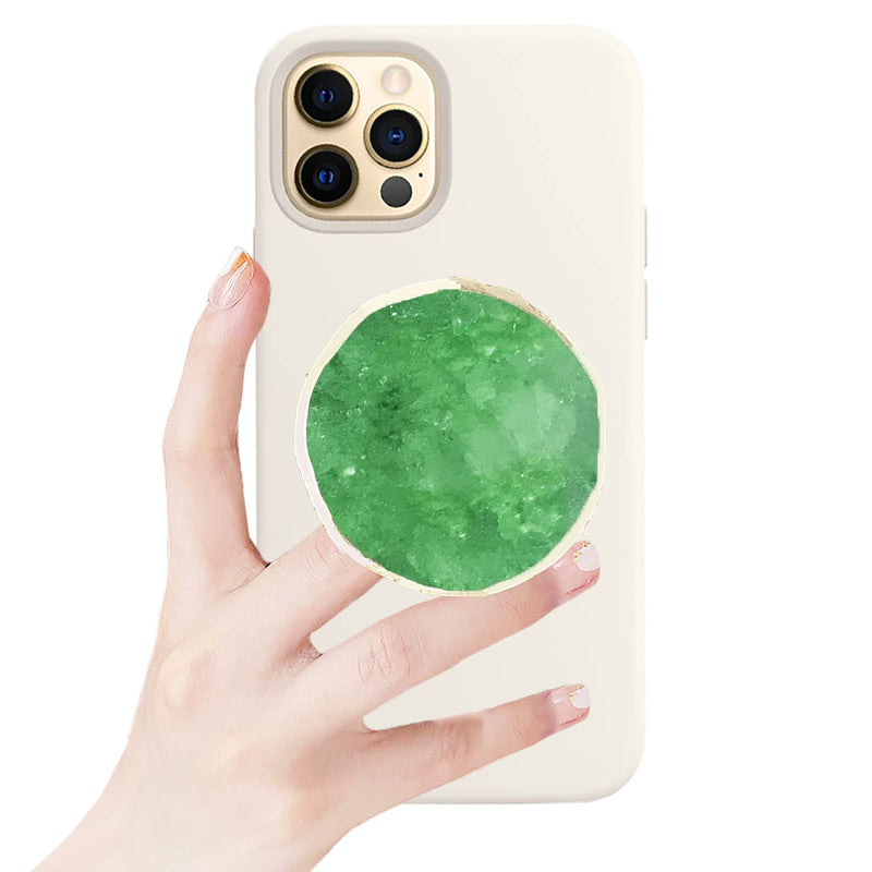 [Australia - AusPower] - CDNANA Crystal Phone Grip Holder - Mobile Phone Grip Gemstone Natural Stone Crystal Phone Grip Irregular Shape Design with Golden Trimmed Edges for Cell Phone and Tablets (Crystal Phone Grip Green) crystal phone grip green 