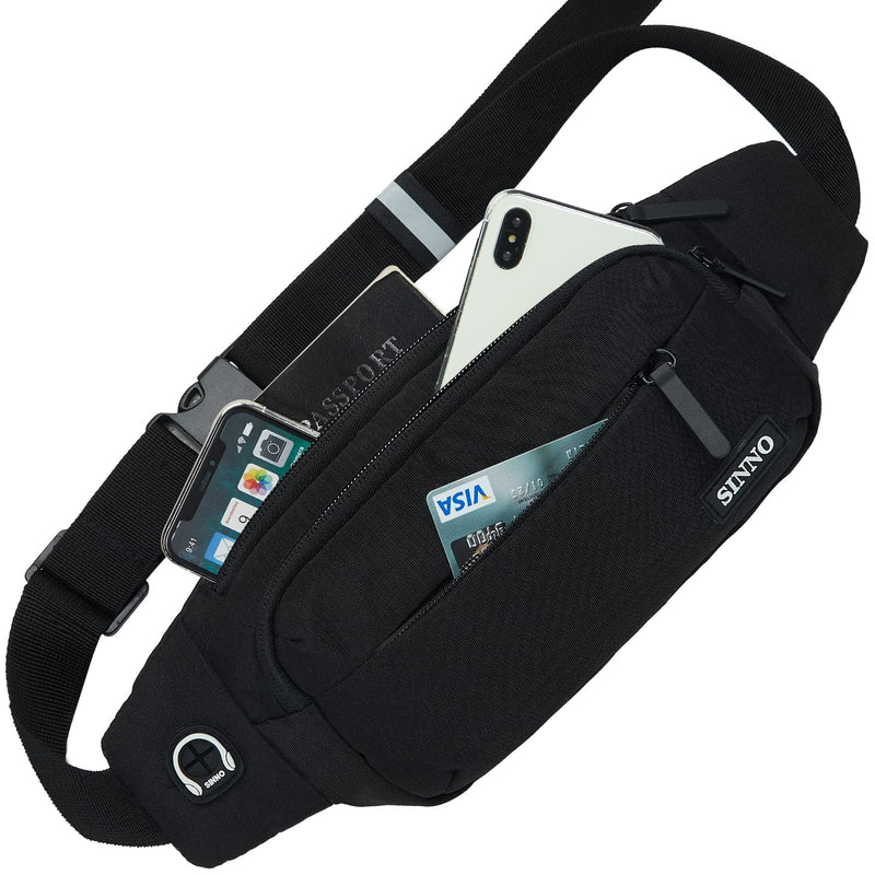 [Australia - AusPower] - SINNO Large Fanny Pack With 4-Zipper Pockets for Running Hiking Travel Workout Dog Walking Outdoors Sport Fishing Waist Pack Bag 