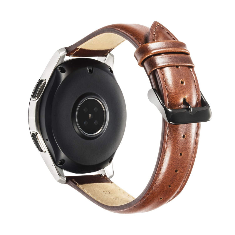 [Australia - AusPower] - Leather Bands Compatible with Galaxy Watch 46mm and Galaxy Watch 3 45mm, Soft and Durable Genuine Leather Strap with Quick Release for Samsung Smart Watch, Brown 