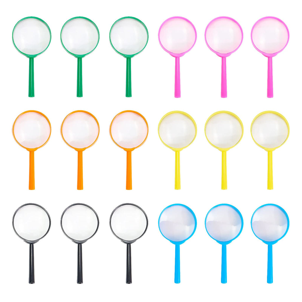 [Australia - AusPower] - Magnifying Glass Kids Plastic Magnifier 18 Pack Hand Lens Mini Handheld Magnifying Lenses for Children Science Class Outdoor Observation Party Fun Tool IRCHLYN 