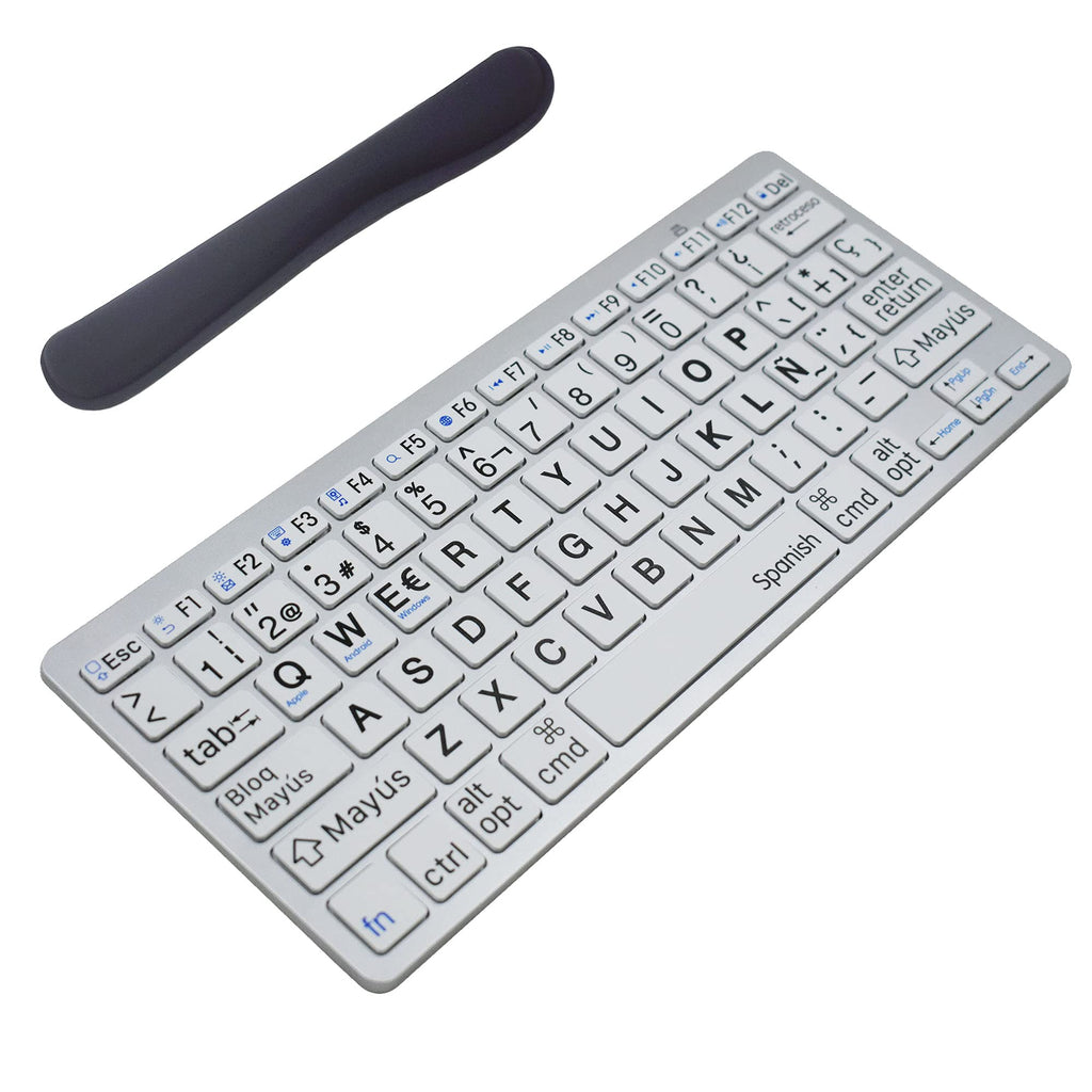 [Australia - AusPower] - Spanish Large Print Computer Wireless Keyboard with Oversized Print Letters for Low Vision Individuals with Wrist Guard keyboard+Wrist Guard 