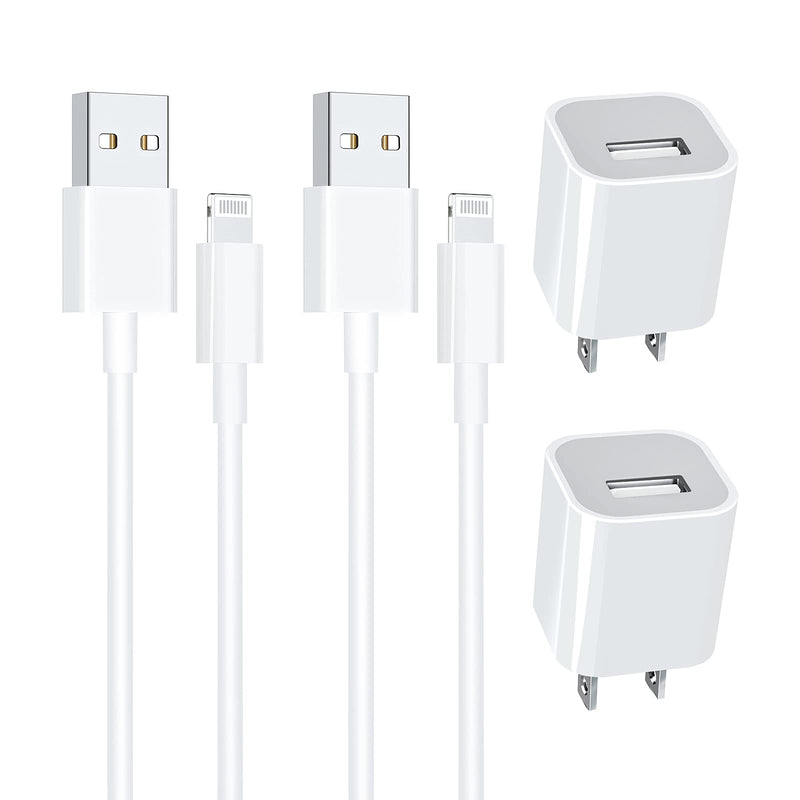 [Australia - AusPower] - [Apple MFi Certified] iPhone Charger, Veetone 2 Pack USB Power Wall Fast Charger Travel Plug with Lightning to USB Quick Charge Data Sync Transfer Cord for iPhone 13/12 Pro/11/XS/XR/X 8 7/iPad/AirPods 