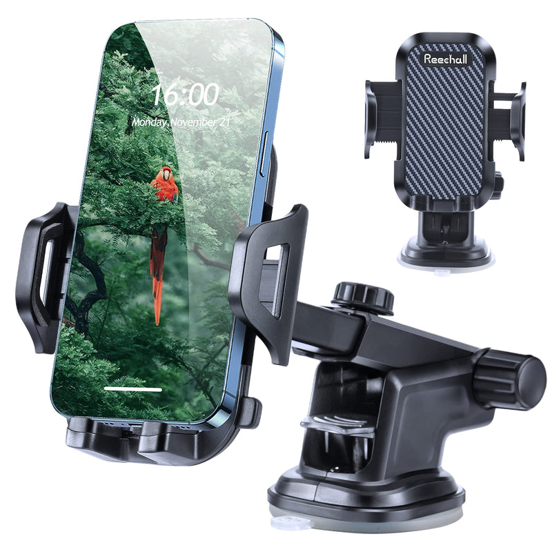 [Australia - AusPower] - Reechall Car Phone Mount [Safe Driving & Bumpy Roads Friendly] Dashboard Phone Holder Stand, Universal Handsfree Windshield Dash Air Vent Cell Phone Holder Car, Fit for All iPhone Samsung & Truck 