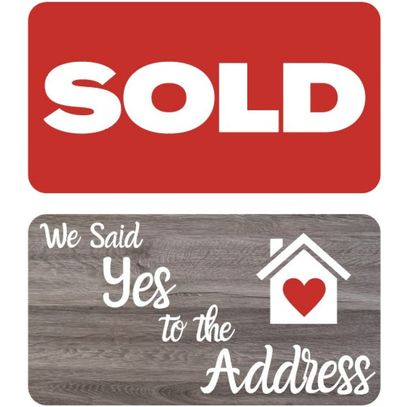 [Australia - AusPower] - Real Estate Rectangle Shaped Sold Sign | One Sign Double Sided | Social Media Photo Props for Realtors and Home Owners | Real Estate Agent Gift (We Said Yes to the Address / Sold! 
