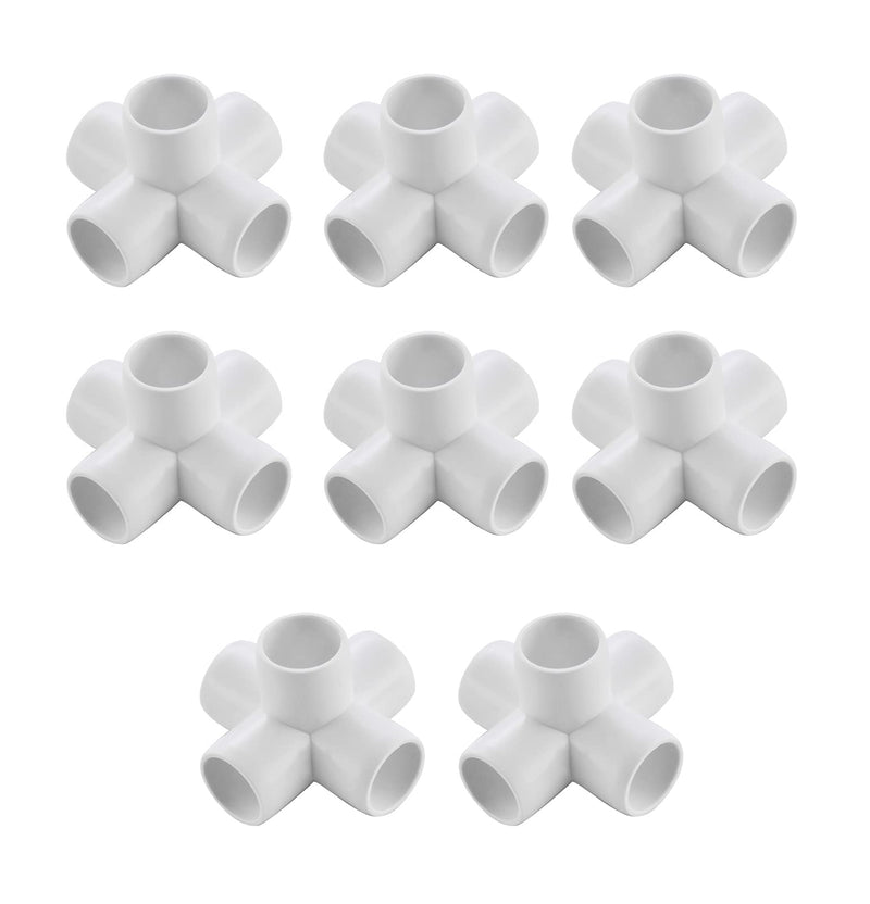 [Australia - AusPower] - 8 Pack 3/4 inch PVC Pipe Fittings, PVC 5-way Fitting Connectors, Used for Building Furniture, Furniture Grade, White 8 Pack 5-way 