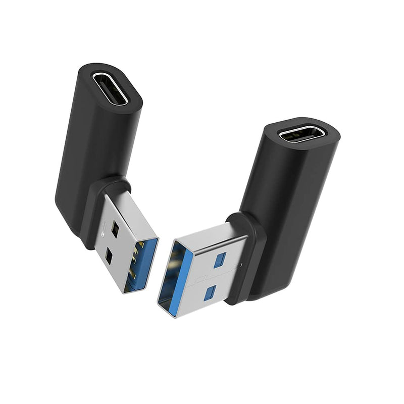[Australia - AusPower] - USB C Female to USB A Male Adapter Right Angle, USB C to USB 3.0 Adapter, 90 Degree USB C to USB Adapter, USB Type C to USB Coverter Sync & Charging Adapter for USB C Cable, Hubs, 2Pack 