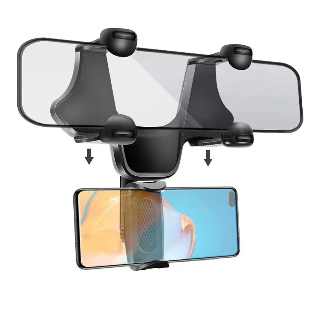 [Australia - AusPower] - Rearview Mirror Phone Mount, WUZMINR 360° Swivel Cell Phone Car Mount,Multimedia Devices,GPS Units,Snap-On Mobile Phone Holder ,Car Phone Mount Clip Suitable for 3.5-7 Inch Mobile Phones. 