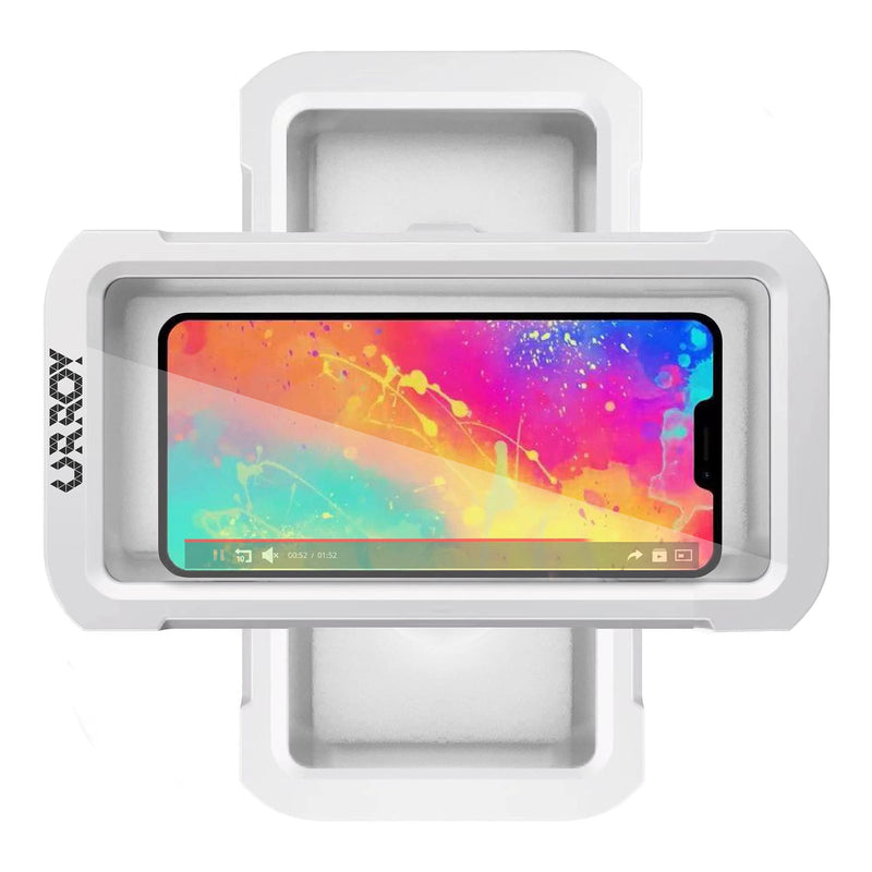 [Australia - AusPower] - Waterproof Shower Phone Holder, URROY 360° Rotation Shower Phone Case, Anti-Fog High Sensitivity Cover Mount Box for Bathroom Wall Mirror Bathtub Kitchen, Compatible with 4" - 7" Cell Phones White 
