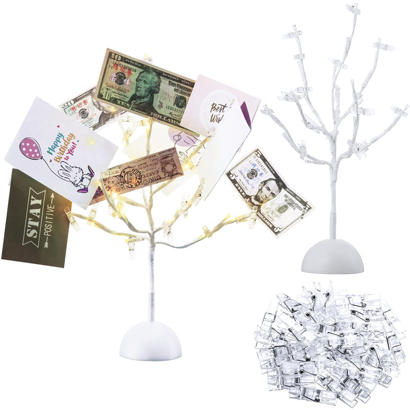 [Australia - AusPower] - Desktop LED Tree Light Christmas LED Tabletop Branches Light Fairy Tree Night Light Card Tree Holder with 32 Clear Clips for Display Photos Cards Note Pads, Desk Lamp Decoration (Warm Light) Warm Light 