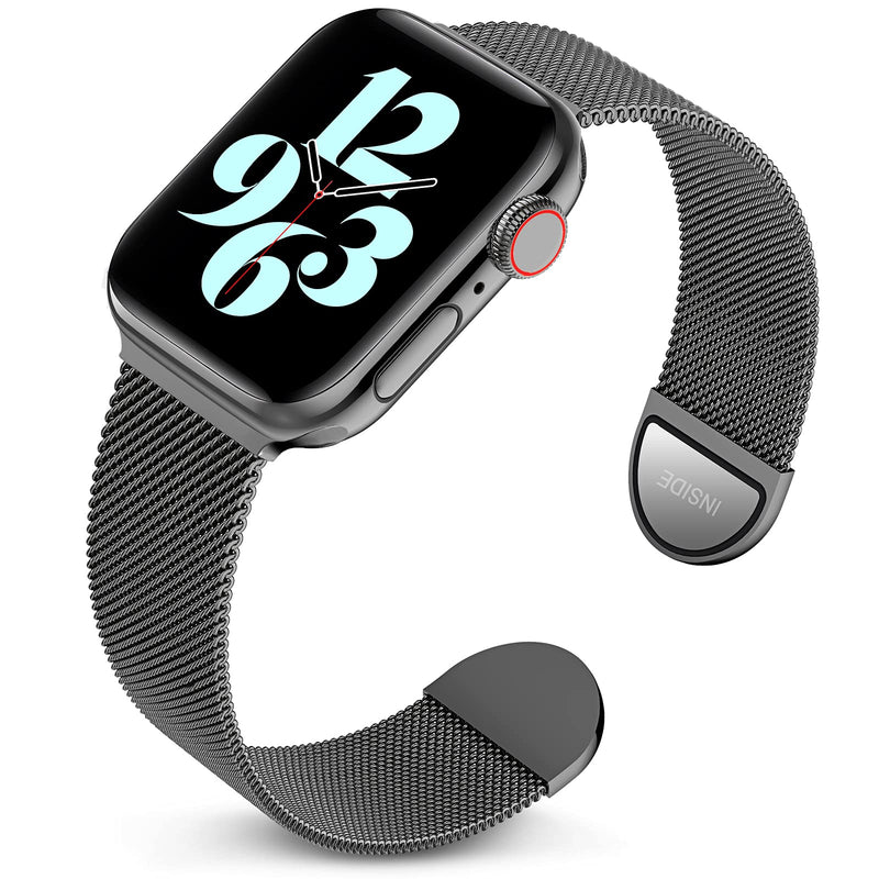 [Australia - AusPower] - Metal Band Compatible with Apple Watch Bands 38mm 40mm 42mm 44mm, Magnetic Stainless Steel Mesh Adjustable Replacement Strap Compatible with iWatch Series 6 5 4 3 2 1 SE 38/40 (Patents Pending) Dark Gray 38mm/40mm 