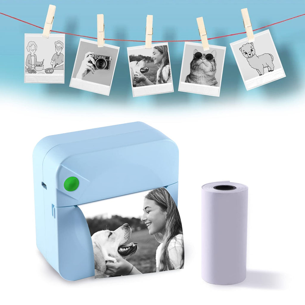 [Australia - AusPower] - EBSTL Mini Pocket Photo Printer for iPhone Android Pocket Printer Label Printer Portable Bluetooth Picture Thermal Printer for Printing Photo Label to-Do Lists Journal Scrapbook Blue 