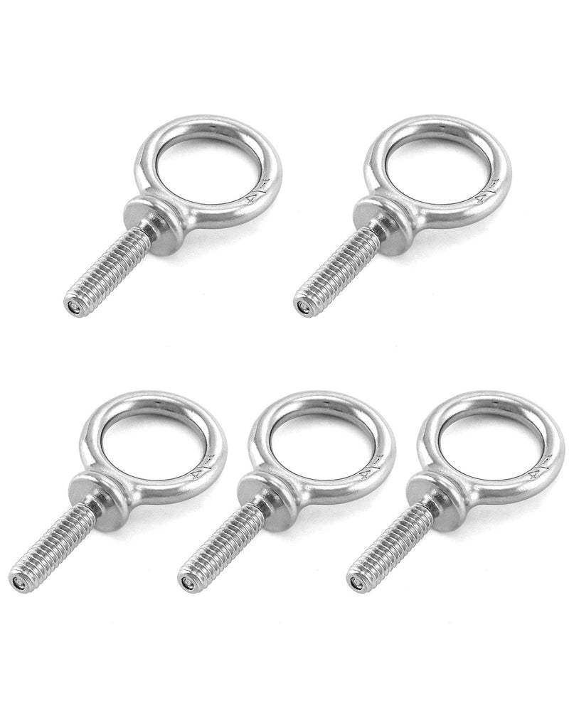 [Australia - AusPower] - QWORK Eye Bolt, 5 Pack 1/4" - 20 x 1" Marine Grade Stainless Steel Lifting Ring Threaded Eyebolts 1/4" - 20 x 1" 