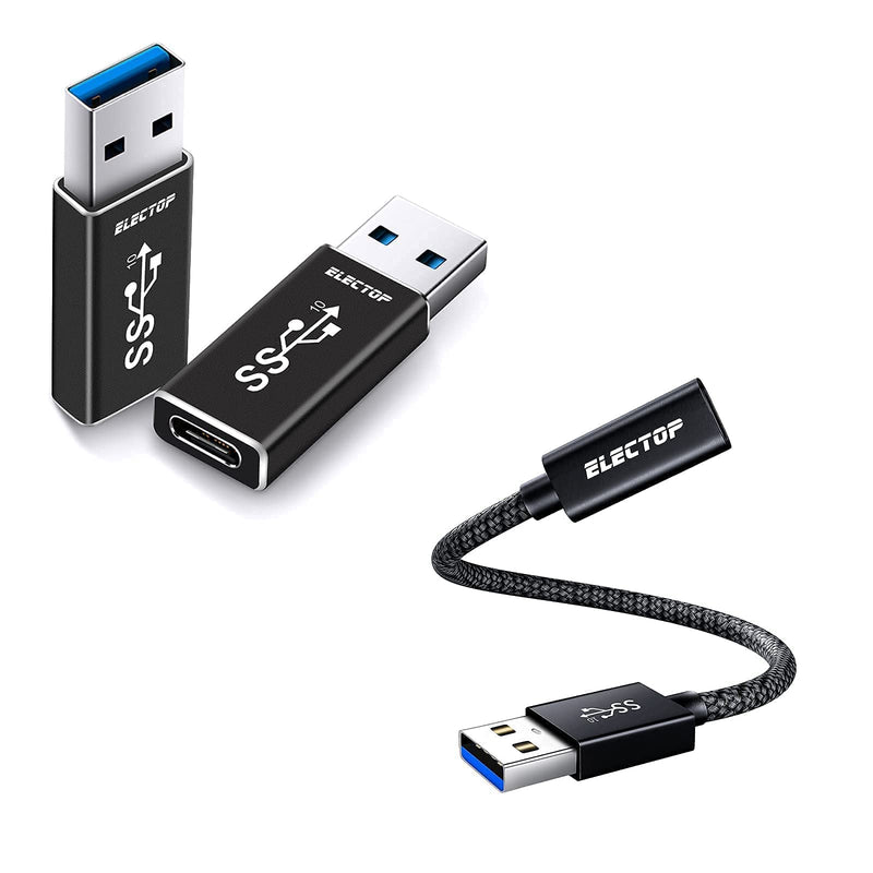 [Australia - AusPower] - USB 3.1 GEN 2 Male to Type C Female Adapter Cable, Support 10Gbps Charging & Data Transfer, USB A to USB C 3.1 Converter(Black) 