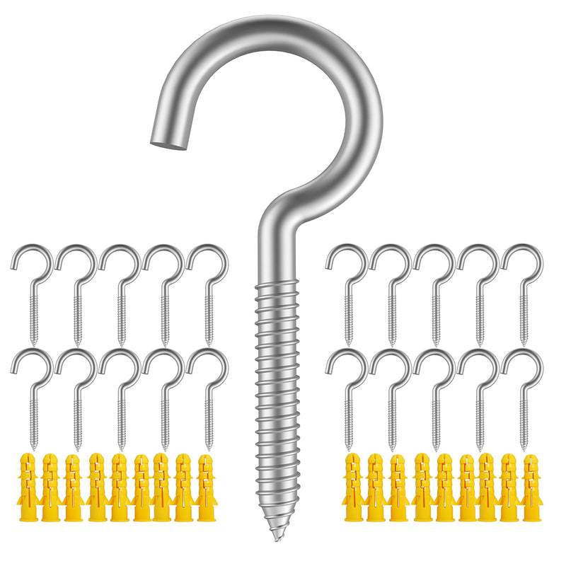 [Australia - AusPower] - Pack of 20 Metal Hook Heavy-Duty Eye Screws, 304 Stainless Steel Screw Hooks, self-Tapping Eye Ring Bolt Hooks, Wood Terminal Eye Hole Hooks, Pendant Lights Wires, Strong Indoor (2-3/4") 2-3/4"X20PCS 