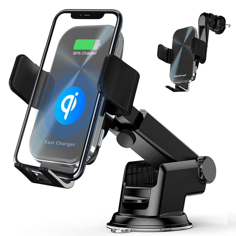 [Australia - AusPower] - Wireless Car Charger, Phone Holder for Car 15W Qi Fast Charging Air Vent& Dashboard Car Phone Holder Mount Compatible with iPhone 12 pro/12/11 Series, Samsung Galaxy 