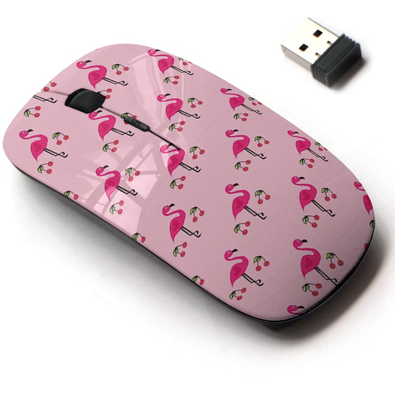 [Australia - AusPower] - 2.4G Wireless Mouse with Cute Pattern Design for All Laptops and Desktops with Nano Receiver - Pink Flamingos can 