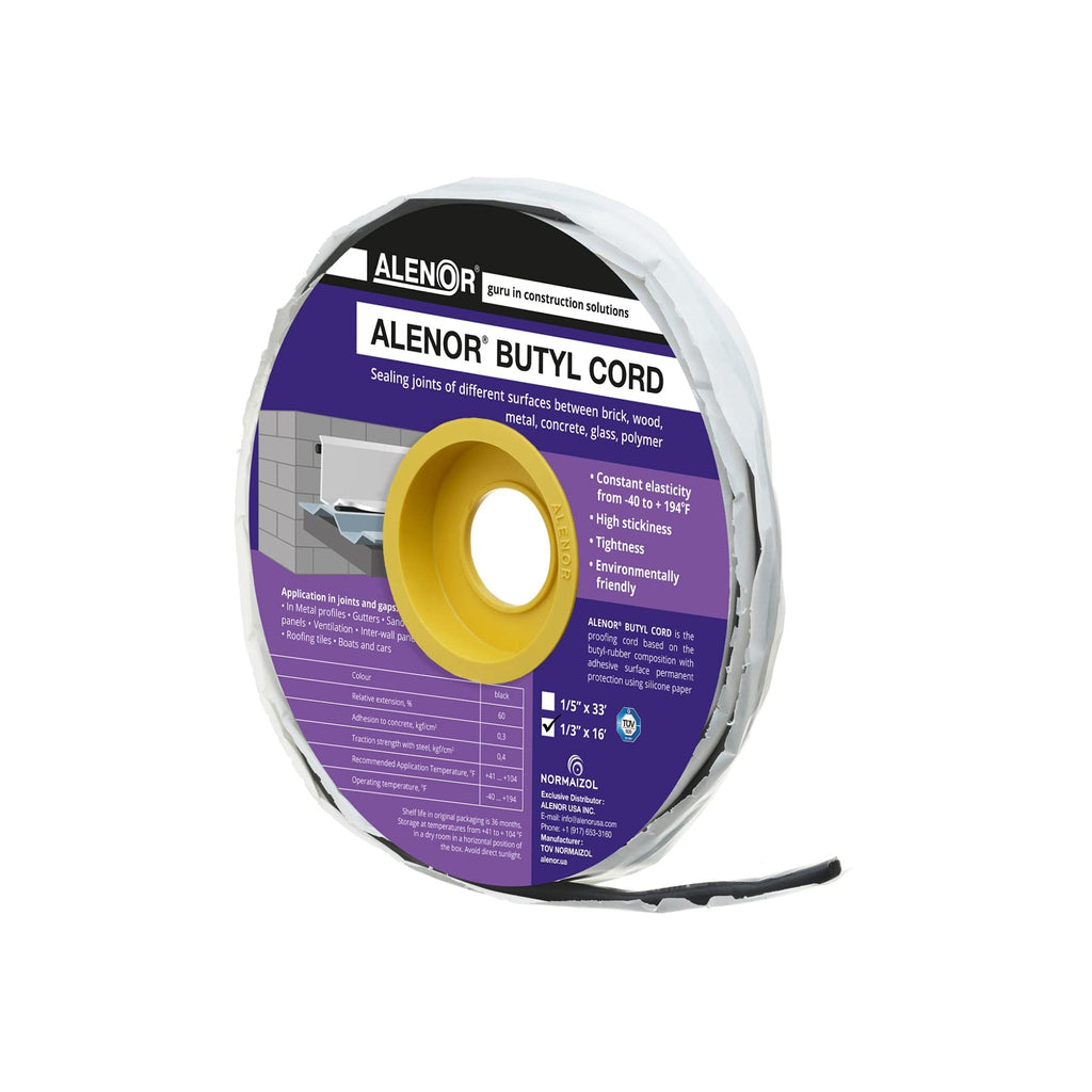 [Australia - AusPower] - Alenor Black Butyl Seal Putty Tape 1/3'' x 16 Foot - Leak Proof Putty Tape for RV Repair, Window, Boat Sealing, Glass & EDPM Rubber Roof Patching, Car, Van, Bus & Auto Repair Pack of 1 1/3" inch W x 16 feet L 