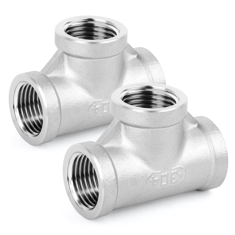 [Australia - AusPower] - TAISHER 2PCS Stainless Steel Tee Pipe Fittings, 3/4" x 3/4" x 3/4" NPT Female Pipe Fittings 3/4 Inch NPT 