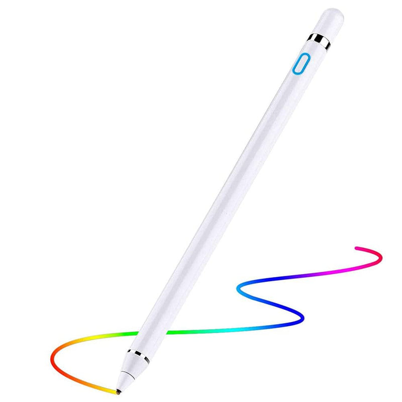 [Australia - AusPower] - SLAUNT Stylus Pen for iOS Android Touch Screens Pencil Compatible with iPad/iPad Pro/Air/Mini/I Phone/Cellphone/K indle/Apple Tablet Drawing Pencil (White) White 