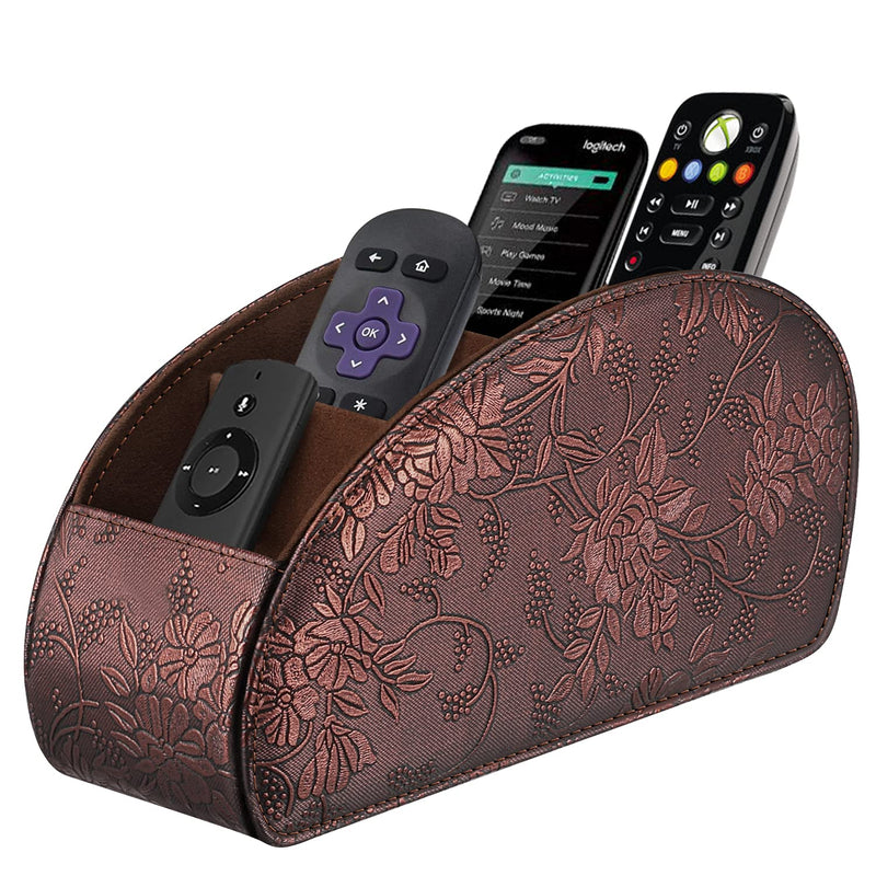 [Australia - AusPower] - SITHON Remote Control Holder with 5 Compartments - PU Leather Remote Caddy Desktop Organizer Store TV, DVD, Blu-Ray, Media Player, Heater Controllers, Antique Small 