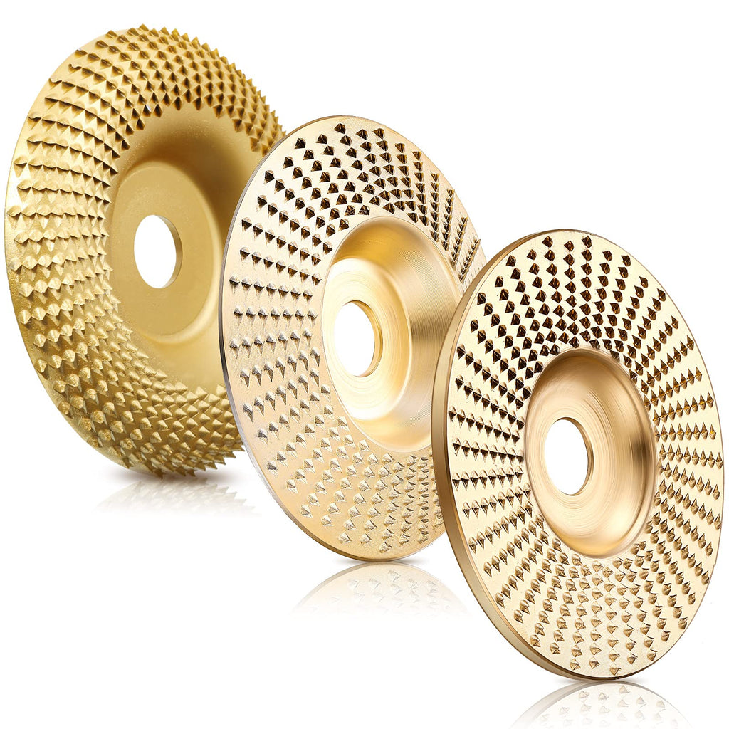 [Australia - AusPower] - 3 Pieces 4 Inch Grinder Wheel Disc Wood Shaping Wheel Wood Grinding Shaping Disc for Angle Grinders with 5/8 Inch Inner Diameter (Gold) Gold 