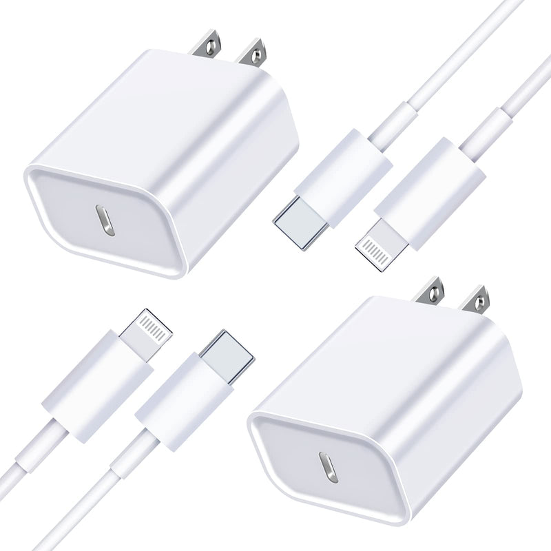 [Australia - AusPower] - [Apple MFi Certified] iPhone Fast Charger, DESOFICON 2 Pack 20W USB C Power Delivery Wall Charger Plug with 6.6FT Type C to Lightning Quick Charge Data Sync Cord Compatible for iPhone/iPad/AirPods Pro 