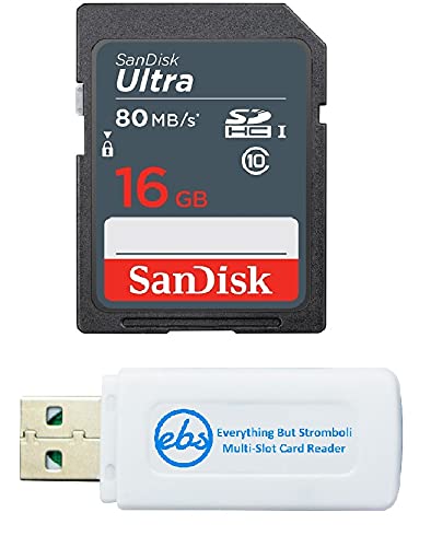 [Australia - AusPower] - SanDisk Ultra SDHC 16GB SD Card for WayGoal Photo Digital Frame Works with 10.1 inch and 15.6 inch Class 10 (SDSDUNS-016G-GN3IN) Bundle with (1) Everything But Stromboli SD & Micro Memory Card Reader 