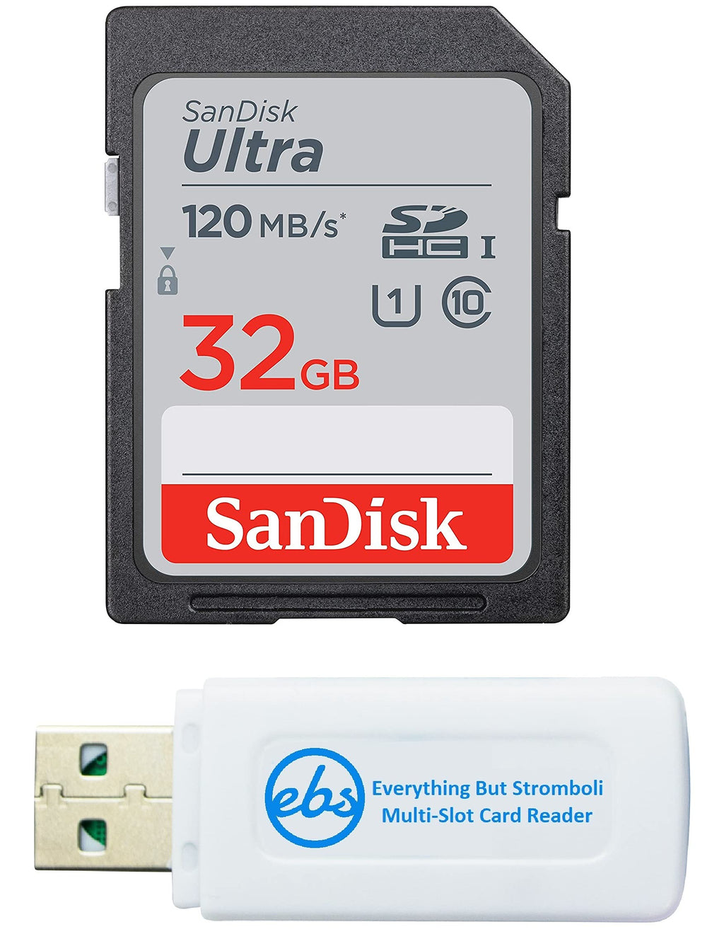 [Australia - AusPower] - SanDisk Ultra SDHC 32GB SD Card for WayGoal Photo Digital Frame Works with 10.1 inch and 15.6 inch Class 10 (SDSDUN4-032G-GN6IN) Bundle with (1) Everything But Stromboli SD & Micro Memory Card Reader 