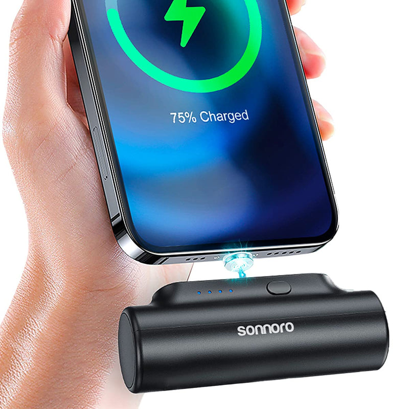 [Australia - AusPower] - Sonnoro Portable Charger Magnetic Wireless Power Bank 3 in 1 for Samsung Note 8 iPhone 6/7/8/X/XS/XR/11/11 Pro/11Pro MAX/12/12 Pro/12 Pro Max LG Stylo 6 Kindle Micro USB Type C Lightning (Black) Black 