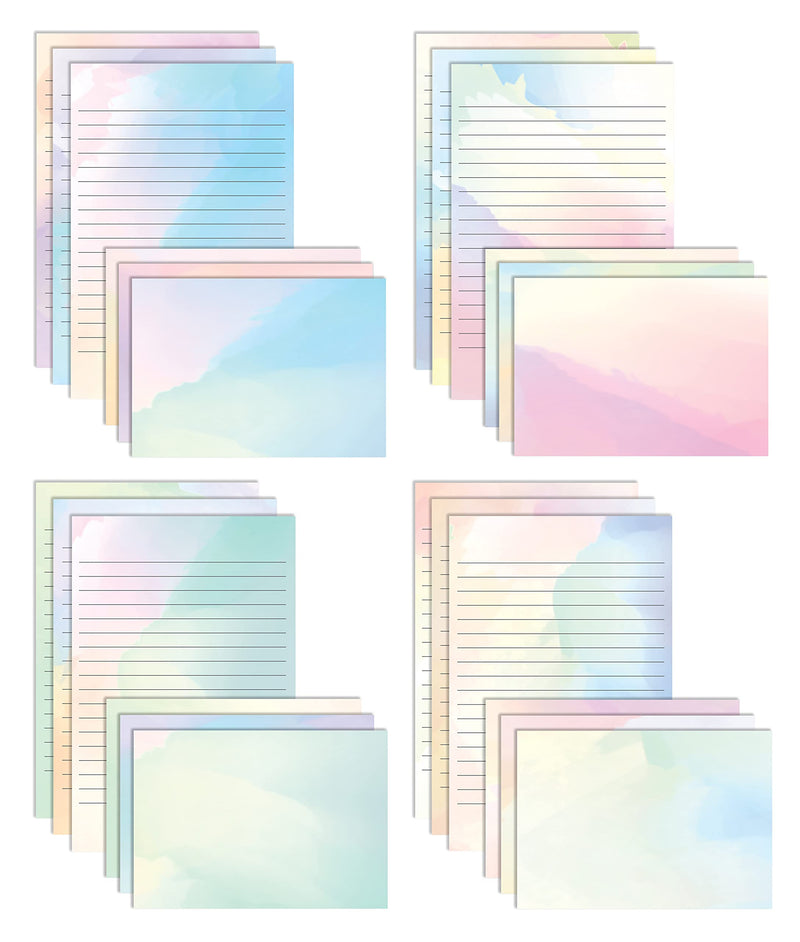 [Australia - AusPower] - Mini Stationery Set, 100 Piece Set (50 Lined Watercolor Sheets + 50 Matching Envelopes), 5.5 x 8.25 inch, 12 Unique Designs, Double Sided Printing, One Side Lined Paper, by Better Office Products 