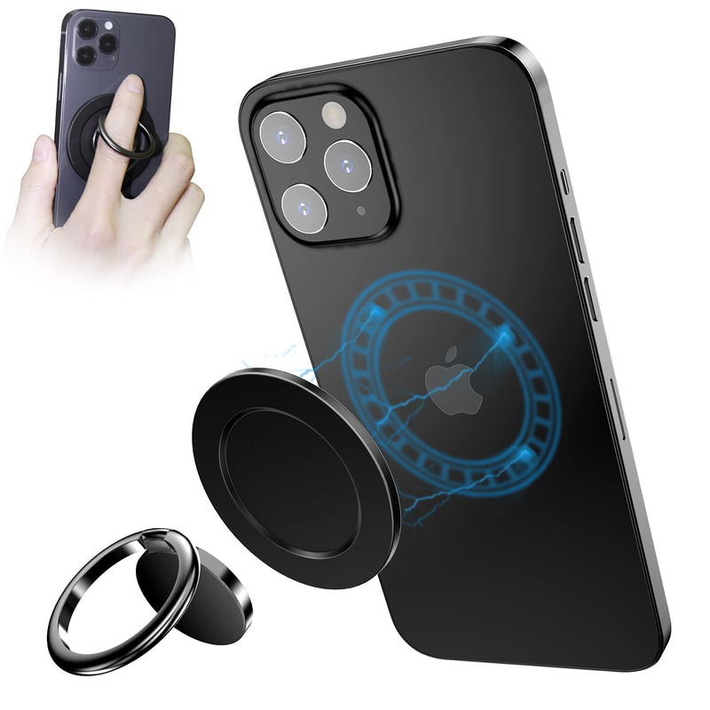 [Australia - AusPower] - enGMOLPHY Phone Ring Holder Wireless Charging Compatible, 360°Rotation Grip Finger Kickstand Compitable with iPhone 13 Pro Max/13 Pro/13/13 Mini/12 Pro Max/12 Pro/12/12 Mini and Mag-Safe Case EN-Z19-BK-1 