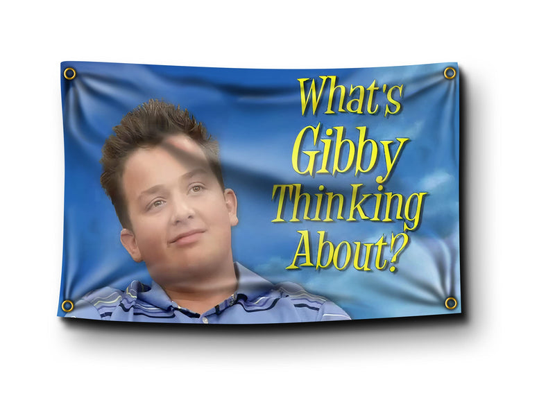[Australia - AusPower] - Banger - What's Gibby Thinking About? iCarly Funny College Dorm Wall Hanging Flag Banner Tapestry 3x5 Feet with 4 Brass Grommets 