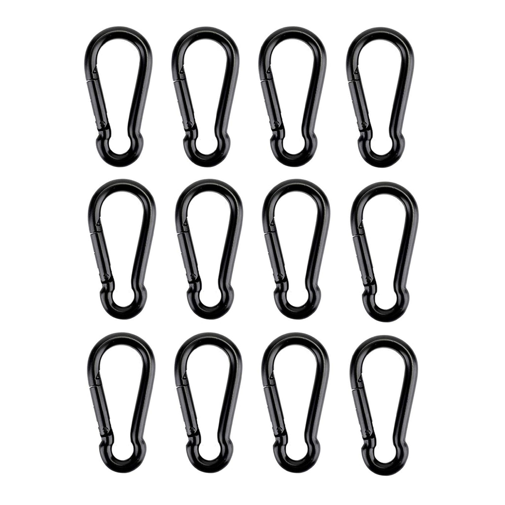 [Australia - AusPower] - 12 Pcs Carabiner Clip Spring Snap Hook - M4 1.57 Inch Heavy Duty Snap Hooks Quick Link for Bird Feeders or Dog Leash & Harness, 110 lbs Capacity M4-12pcs 