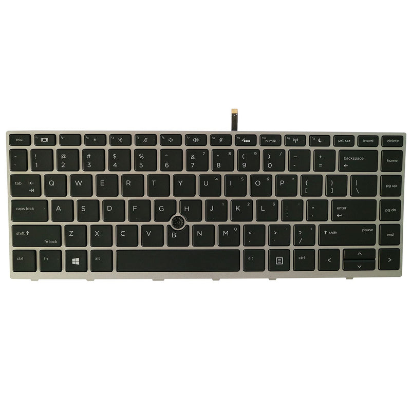[Australia - AusPower] - AUTENS Replacement US Keyboard for HP ProBook 640 G4 / 645 G4 / 640 G5 Laptop Silver Frame with Pointer Backlight 