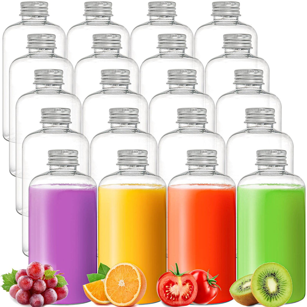 [Australia - AusPower] - ZOOFOX 20 Pack 12 oz Plastic Juice Bottles With Caps, Clear Reusable Beverage Juice Containers With Leak Proof Lids, Food Grade PET Disposable Bottles for Smoothie, Juice, Milk, Cafes 