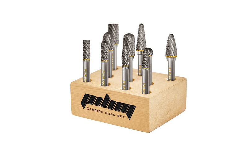 [Australia - AusPower] - Tungsten Carbide Burr Set 1/4" Shank 10PC Double Cut Rotary Cutting Burrs Die Grinder Bits for Steel and Wood Working, Grinding, Carving, and Engraving 