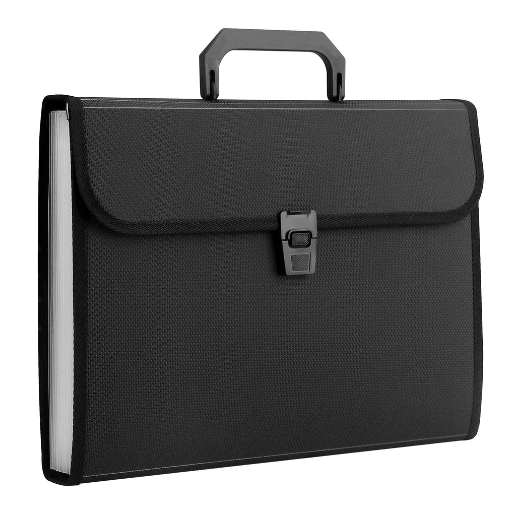 [Australia - AusPower] - AHXNBDR 12Pockets Expanding File Organizer Folder - A4 Letter Size File Organizer with Durable Buckle, Portable Handle, Water-Resistant Business Briefcases File Storage for Office, Black 