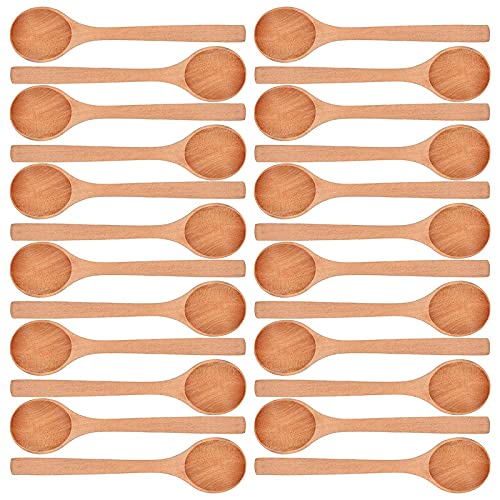 [Australia - AusPower] - Liseng 24 Pieces 6.7 Inch Wooden Spoons Condiments Salt Spoons Wooden Oval Spoons Wooden Mixing Spoons (Light wood brown) Light wood brown 