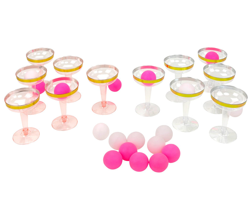 [Australia - AusPower] - Iconikal Champagne Pong Game Balls and Fluted Cups, Gold Trimmed, 21-Piece Set 