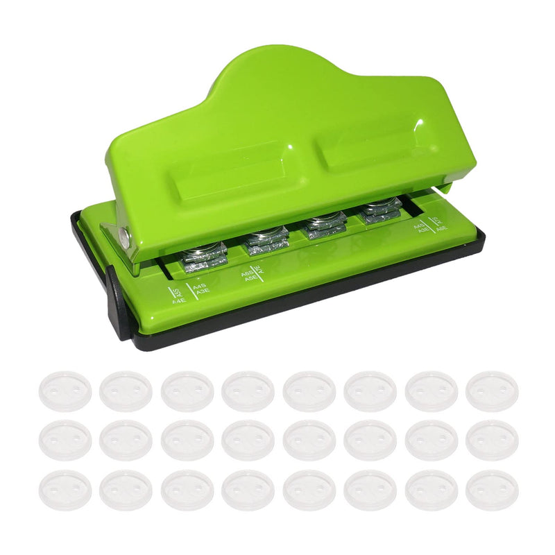 [Australia - AusPower] - Enjoy Myself Discbound Hole Punch Set, Mushroom Shape 4 Rings Hole Paper Puncher with 24PCS Arc Planner Discs, Kids Craft Binder Hole Punch for Disc Bound Notebook Binding (Green) Green 