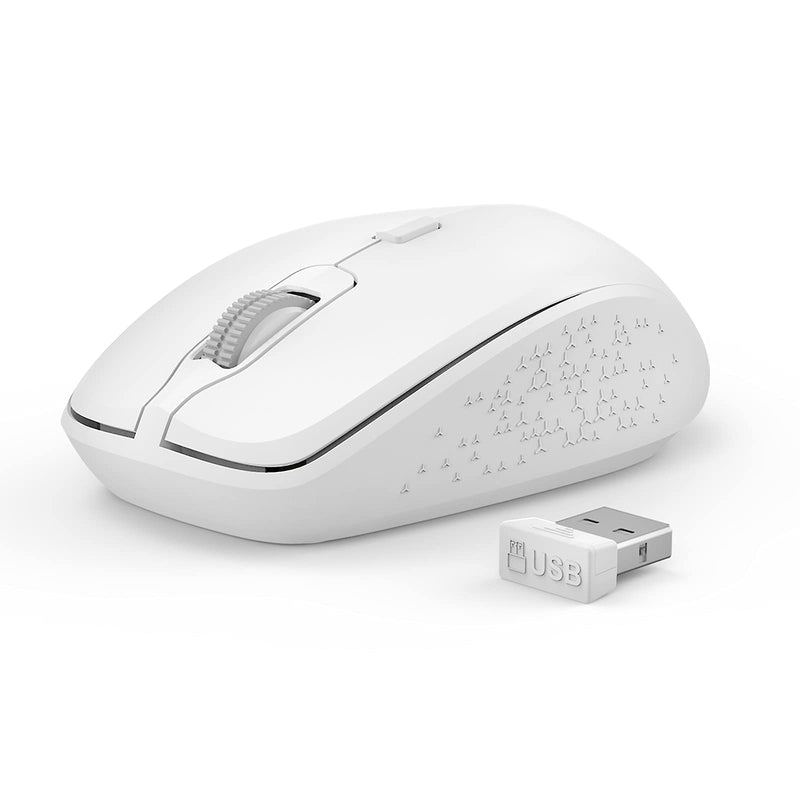 [Australia - AusPower] - Wireless Mouse Dual Mode Bluetooth Mouse Wireless 2.4G Computer Mouse Optical Silent Mouse USB Receiver in The Mouse 3 Adjustable DPI Mice for MacBook Laptop Notebook PC Tablet (White) White 