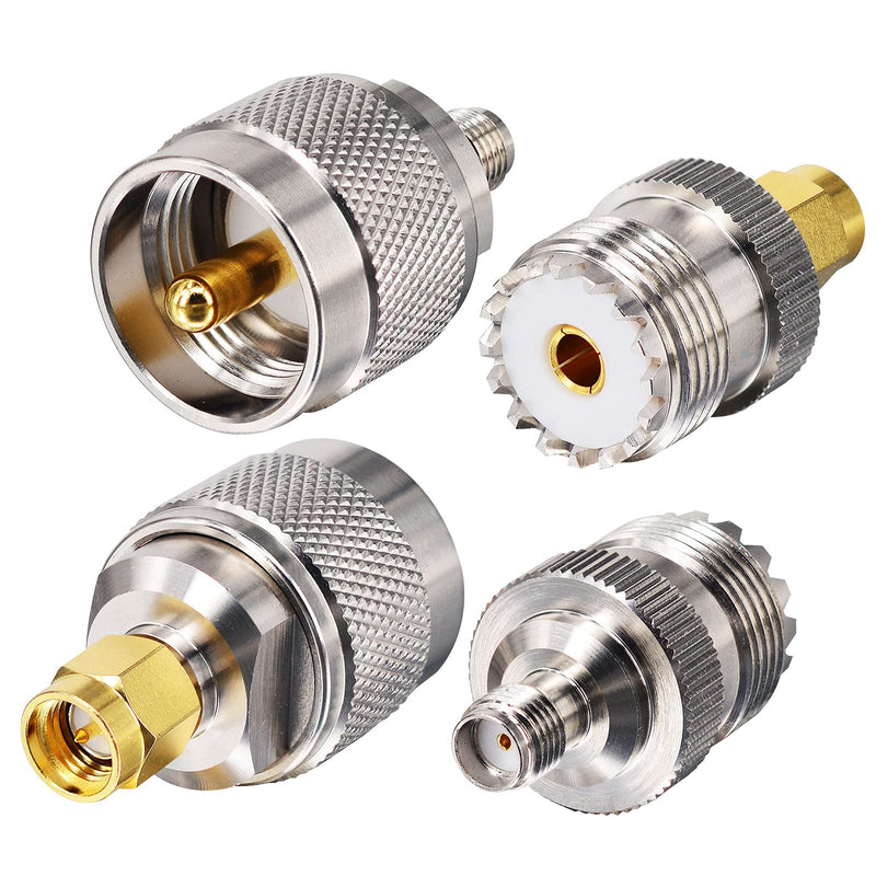 [Australia - AusPower] - onelinkmore Ham Radio Adapter SMA to UHF Antenna Adapter Kits PL259 SO239 UHF VHF Adapter for RF Applications/CB Radio/Handheld Ham Radio Antenna/Walkie Talkie/Amateur radios Upgraded 4 PCS 