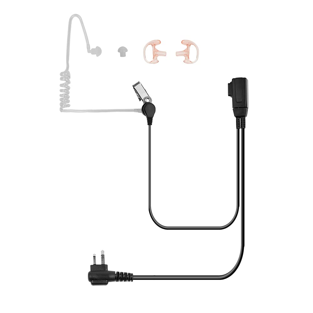 [Australia - AusPower] - 2 Pin Covert Acoustic Tube Earpiece Headset with Mic PTT for Motorola CLS1410 CLS1110 CP200 GP300 GP2000 T600 T100 T800 Walkie Talkie 2 Way Radio with One Pair Pink Medium Ear molds 