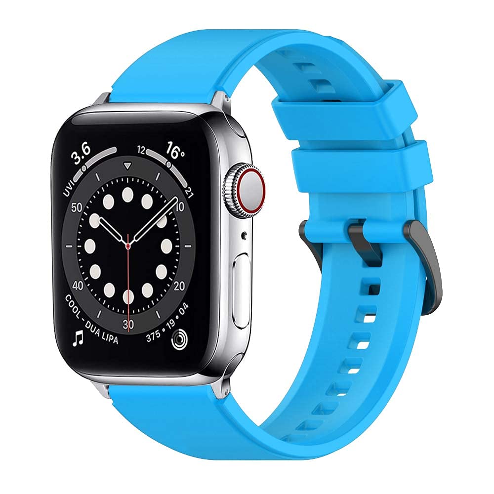 [Australia - AusPower] - SUNDO Compatible with Apple Watch Band 45mm 44mm 42mm 41mm 40mm 38mm, Soft Silicone Sport Women Men Wristbands Replacement Straps with Classic Clasp for iWatch Series 7 SE 6 5 4 3 2 1 blue 41mm/40mm/38mm 