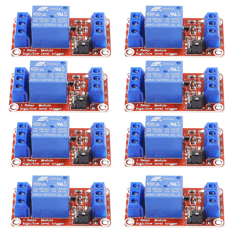 [Australia - AusPower] - Sipytoph 8PCS DC 12V 1 Channel Relay Module Switch with Optocoupler Support High or Low Level Trigger for Arduino(12V) 8PCS 12V 